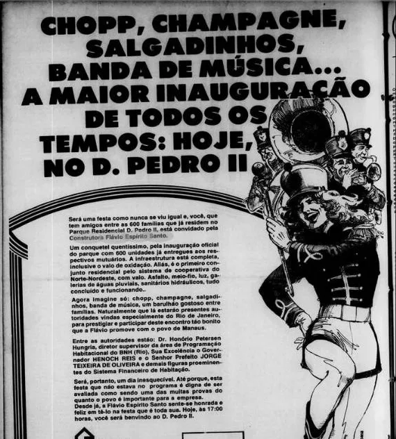 Convite para a inauguração do Parque Residencial D. Pedro II.